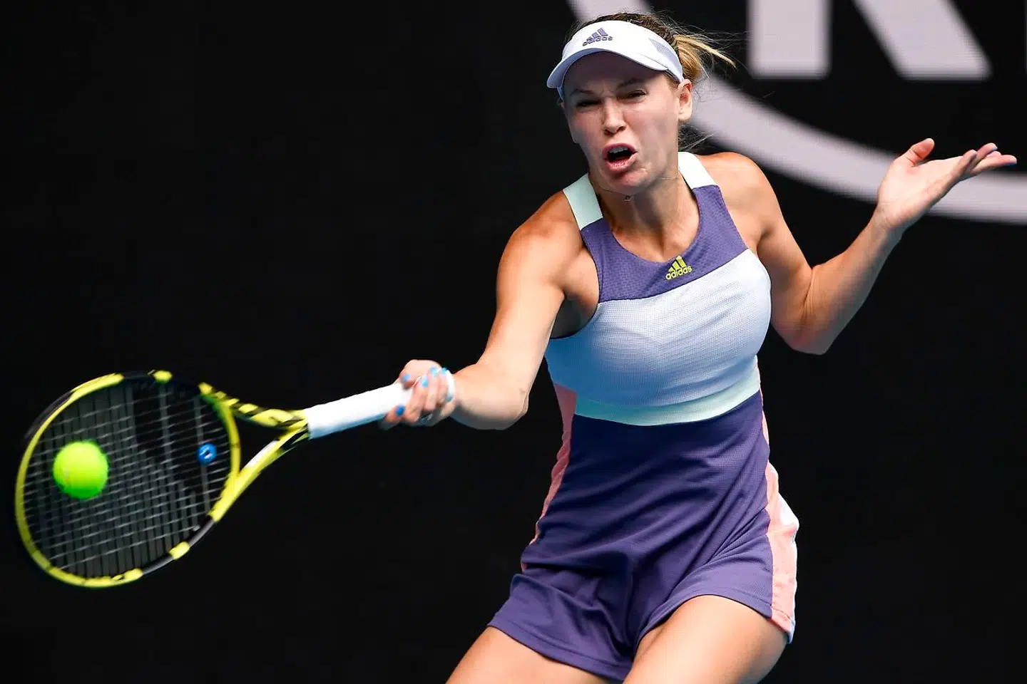 Caroline Wozniacki under tenniskarrierens sidste kamp. Det var mod Ons Jabeur ved Australian Open 2020.
