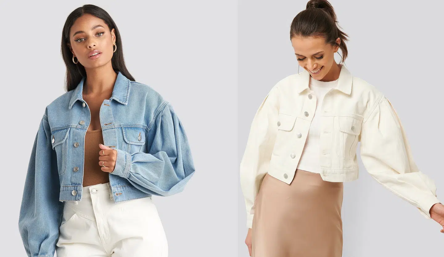 Puff Sleeve Oversized Denim Jacket fra NA-KD