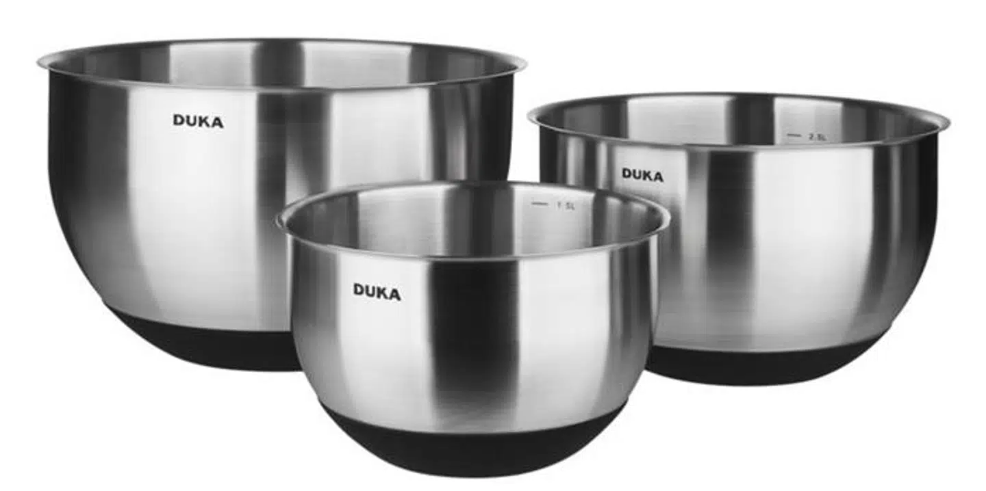 Kitchen tilberedningsskåle Stål / Silikone 3 dele