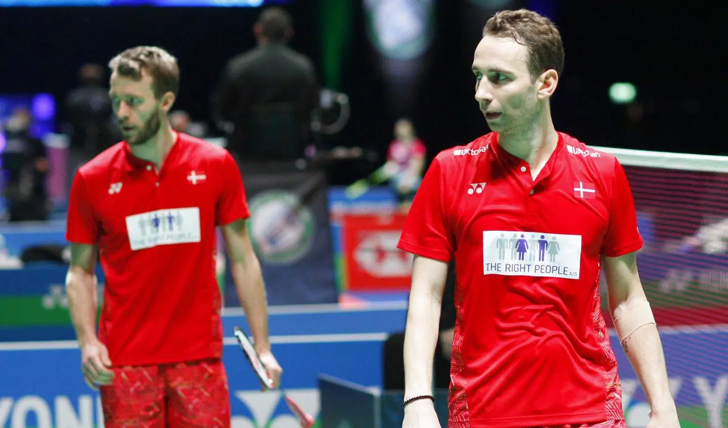 Makkerparret Mathias Boe (forrest) og Carsten Mogensen (bagerst) opnåede store triumfer sammen på badmintonbanen.