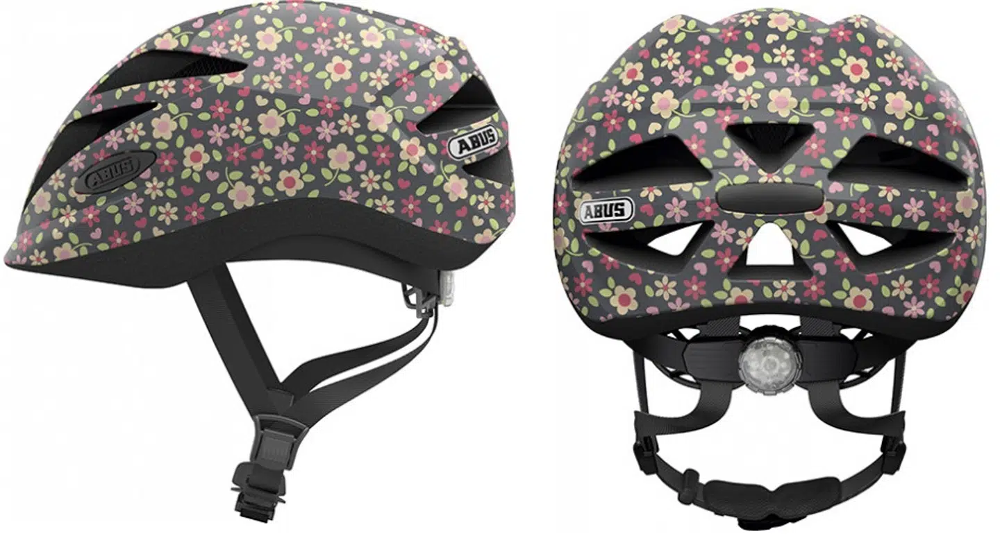 Cykelhjelm Abus Hubble 1.1 - Retro Flower - med indbygget LED lys