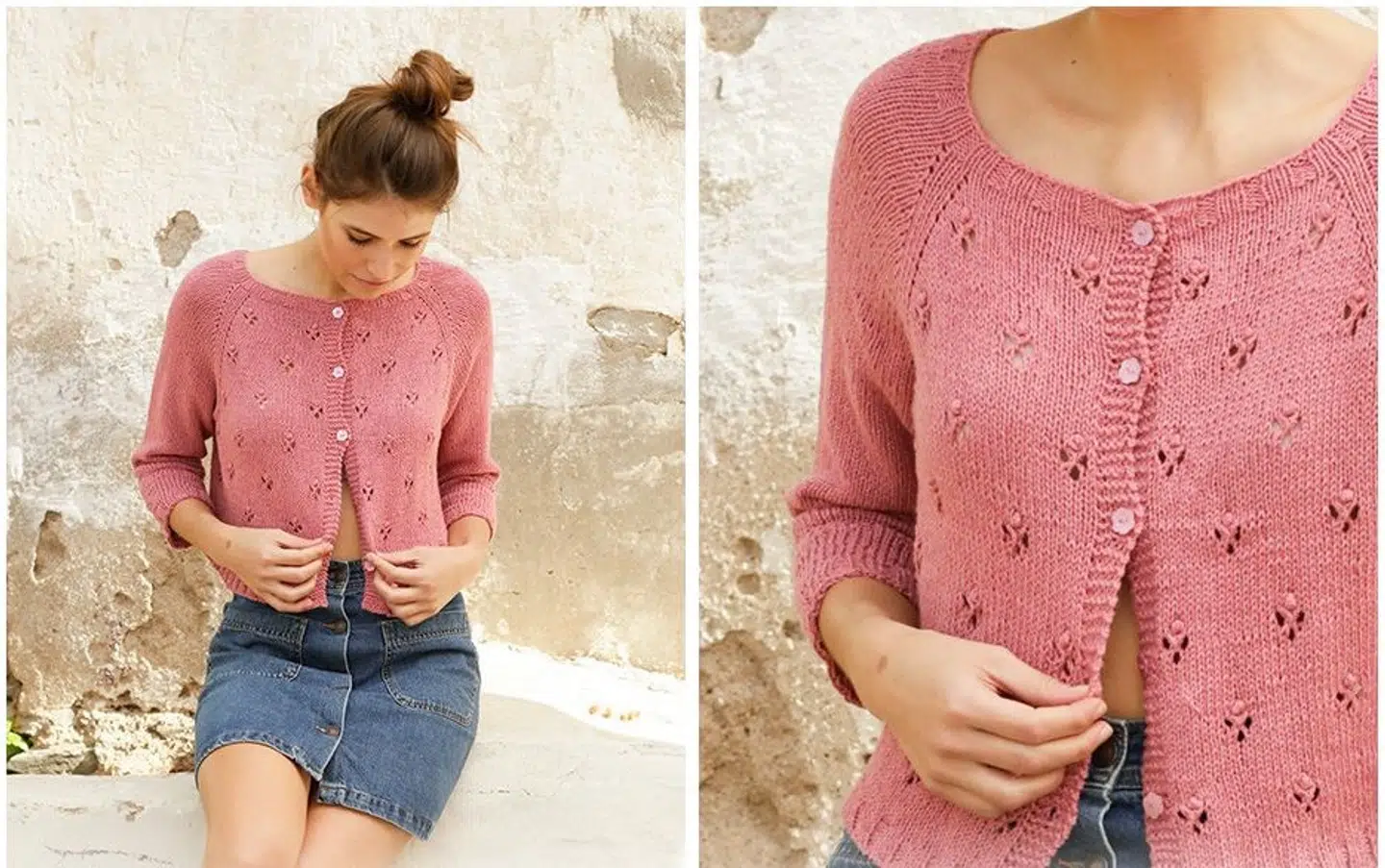 Raspberry Kiss by DROPS Design - cardigarn og Strikkeopskrift
