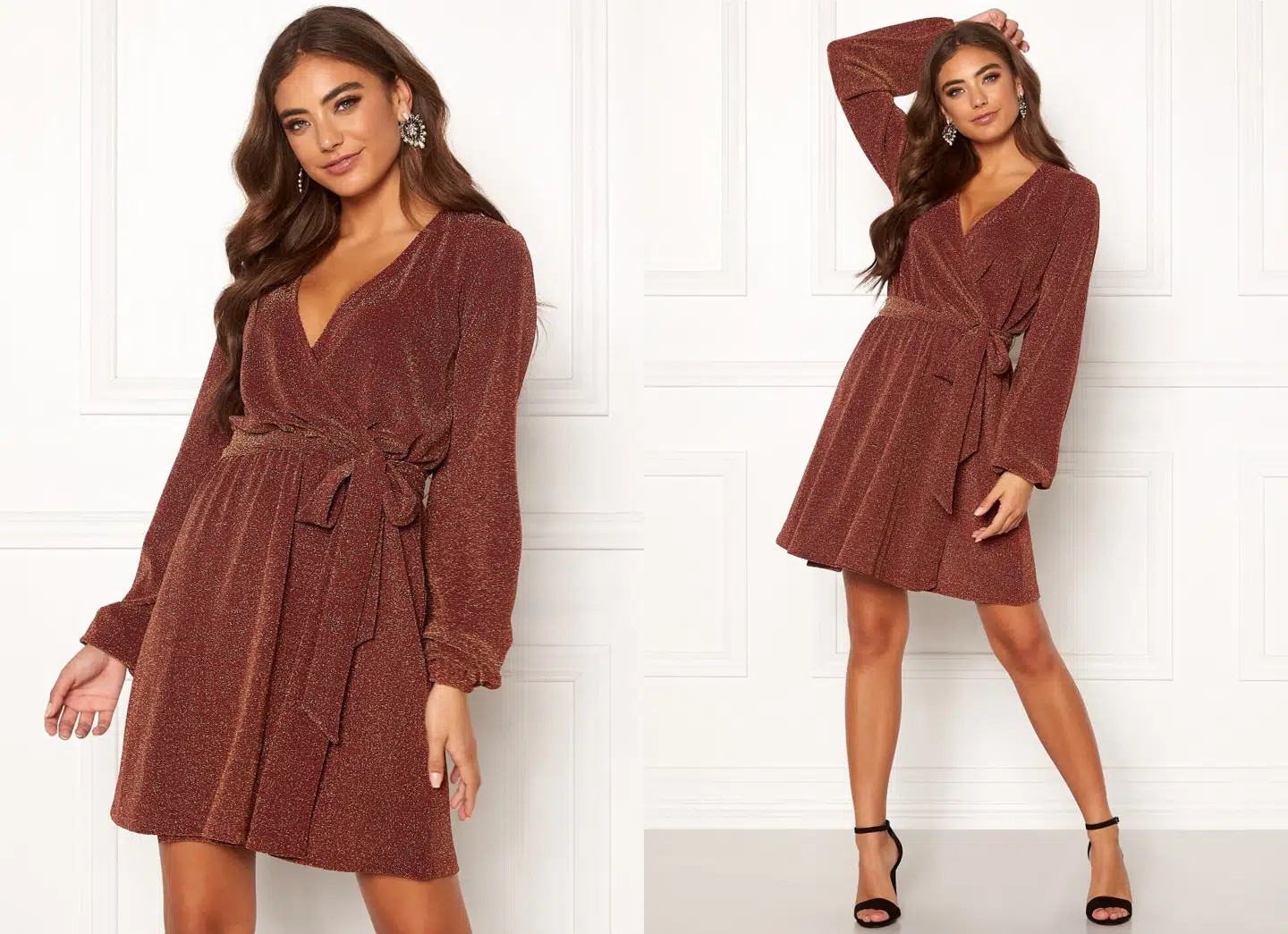 Cataleia sparkling dress Dark red / Gold fra Bubbleroom