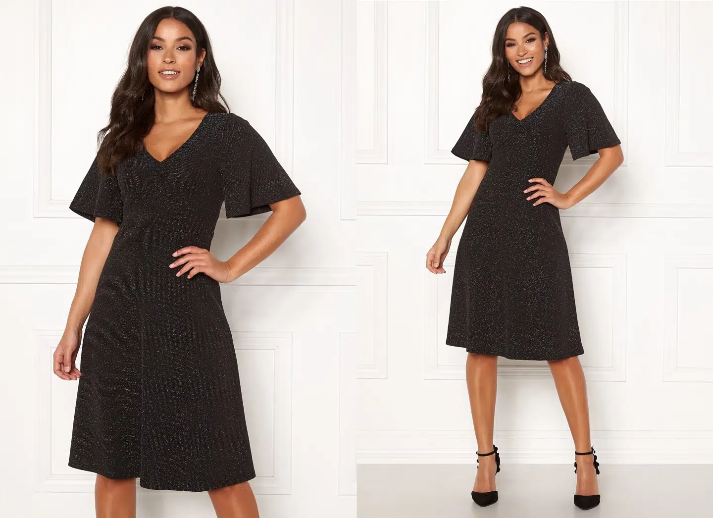 Olivia lurex dress Black / Silver fra Happy Holly