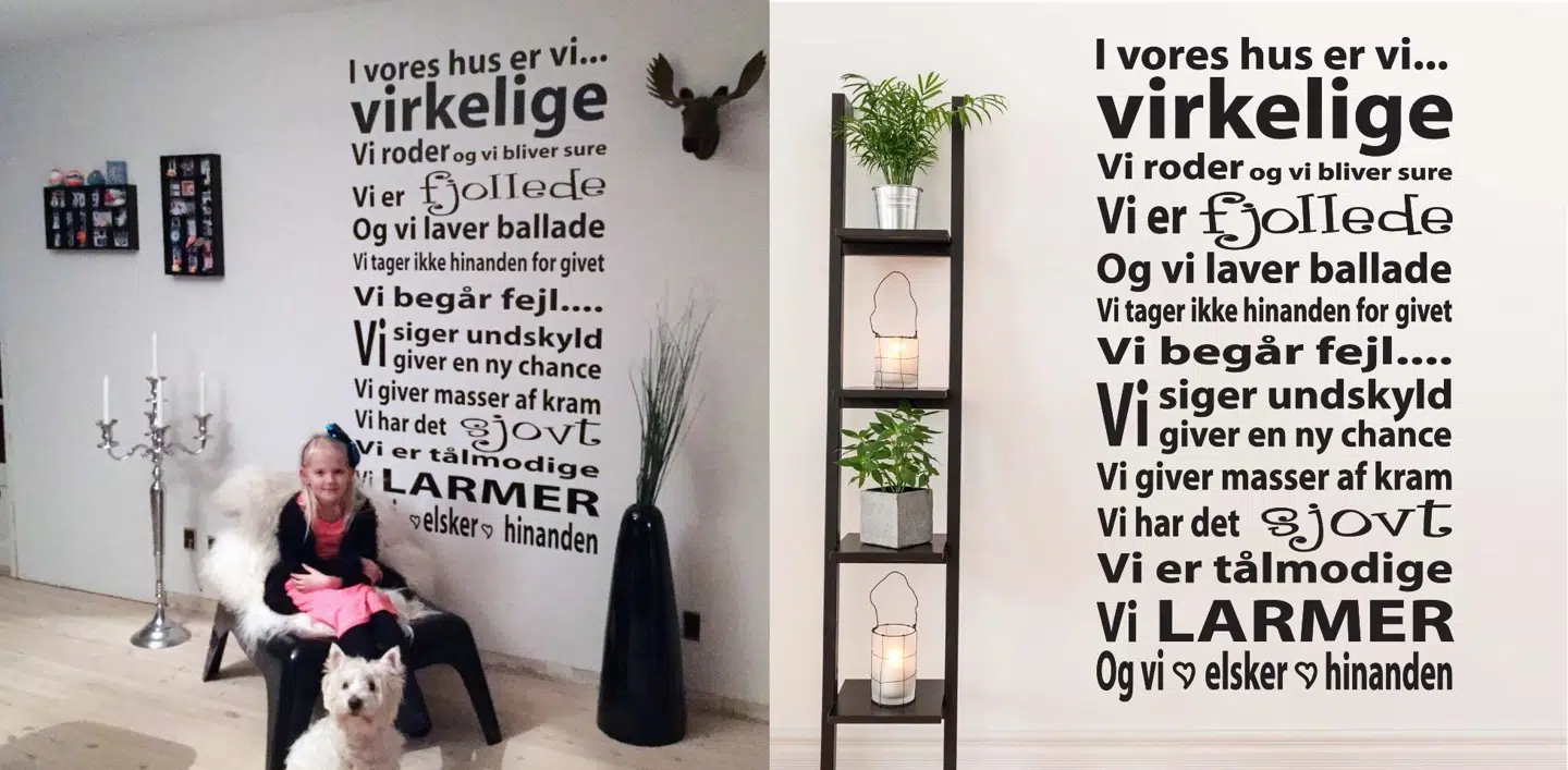 »I vores hus« citat-wallsticker