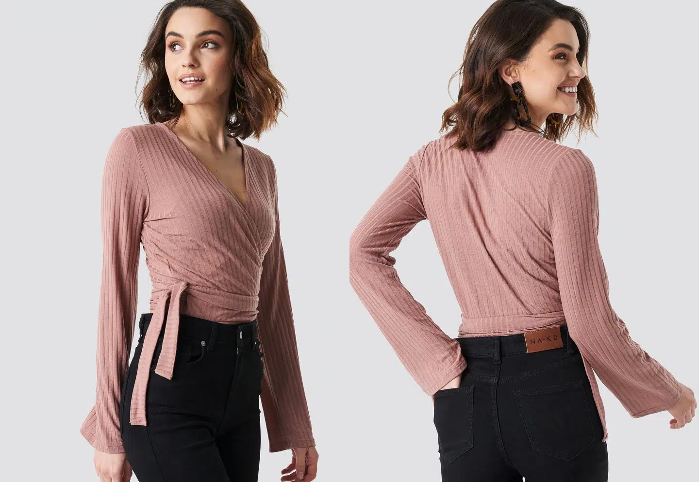 Ribbed Wrap Tie Top - NA-KD