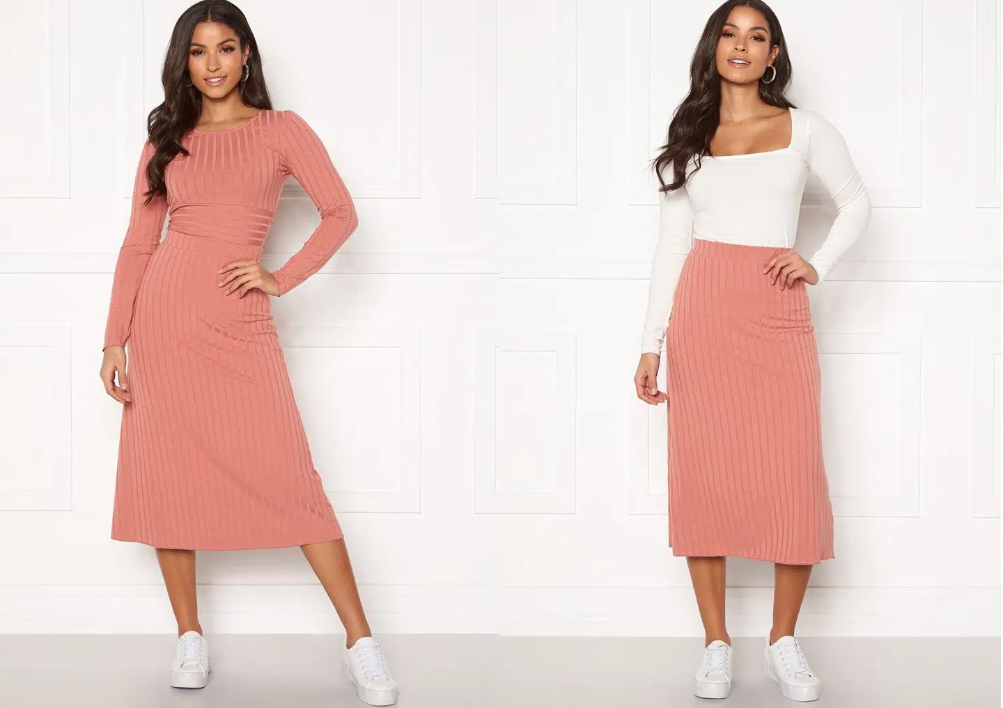 BUBBLEROOM - Roxanne Rib Skirt Pink