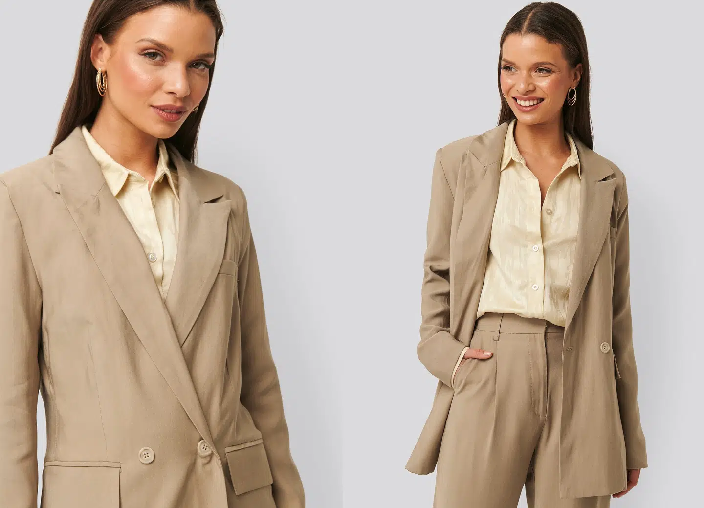 Relaxed Blazer i beige fra NA-KD.