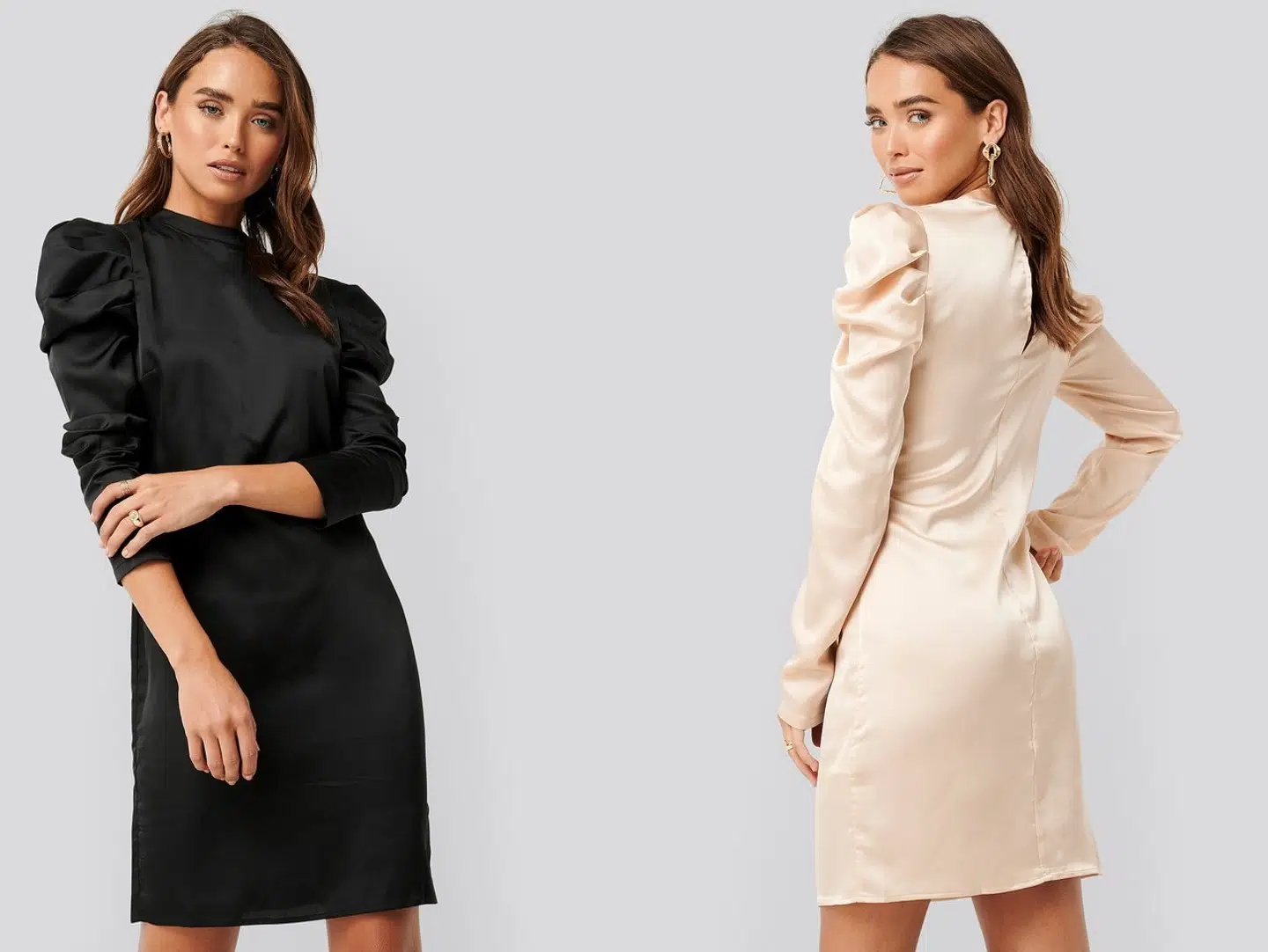 Gathered Satin Dress fra NA-KD