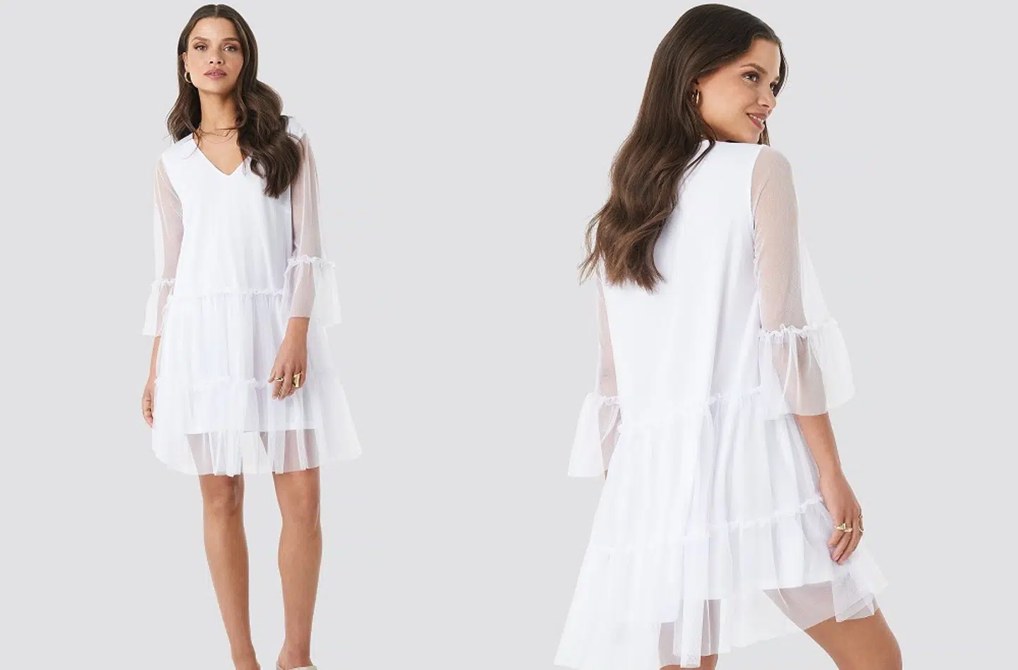 Ruffle Mesh Mini Dress fra NA-KD