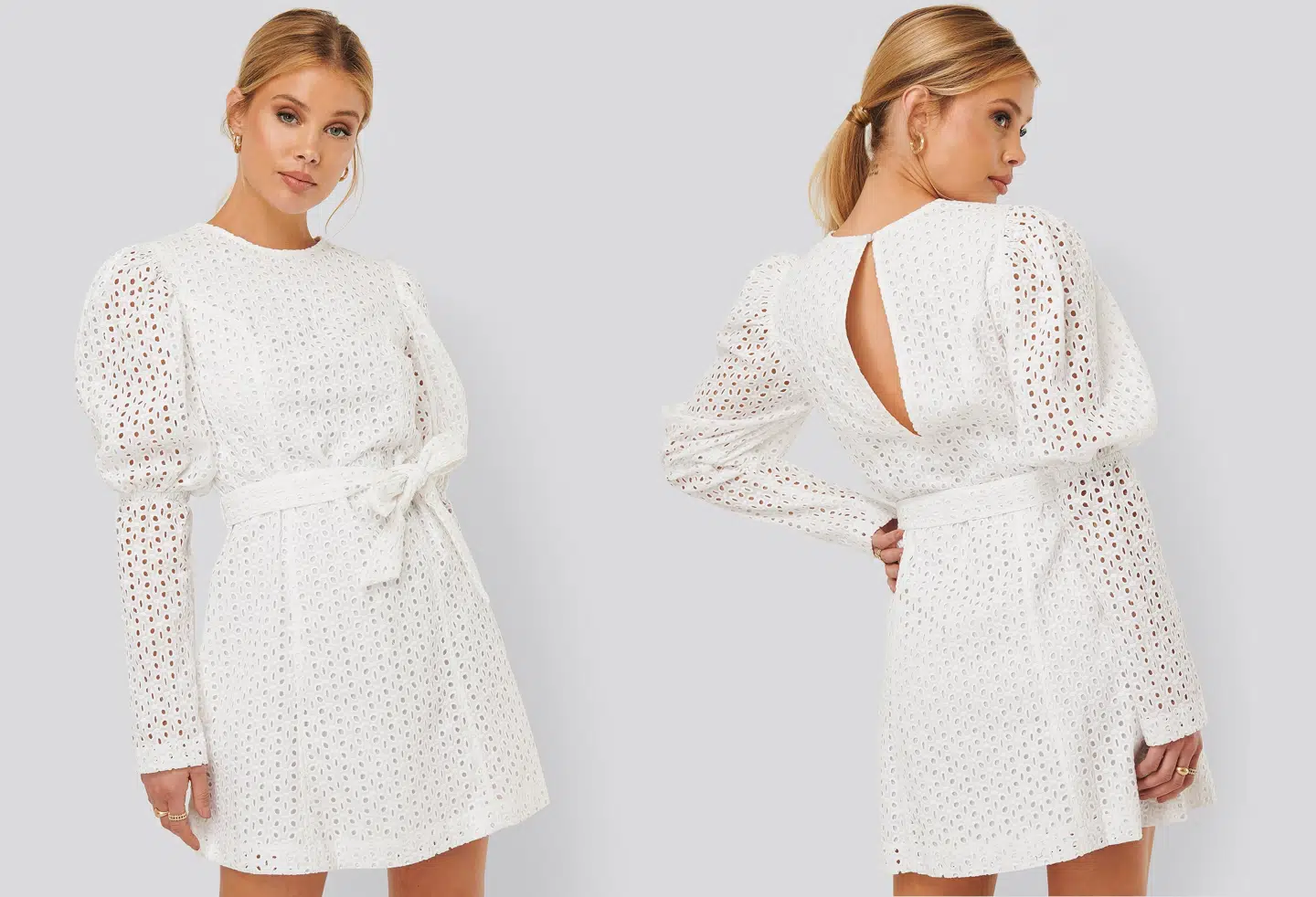 Anglaise LS Mini Dress - NA-KD Boho