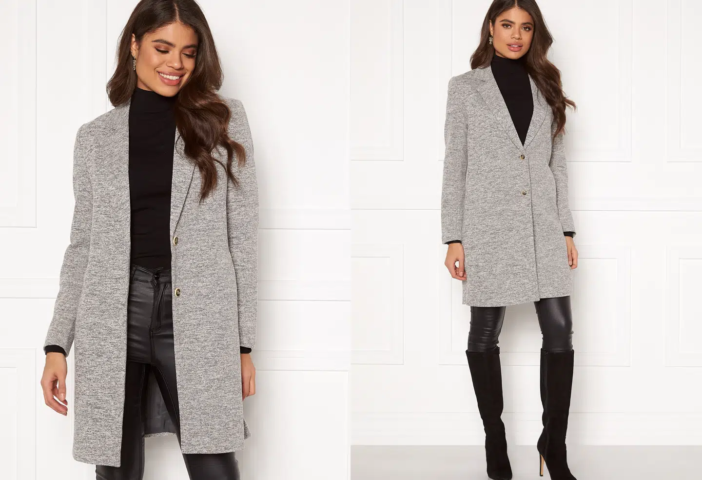 Carrie Mel Coat Light Grey Melange fra ONLY