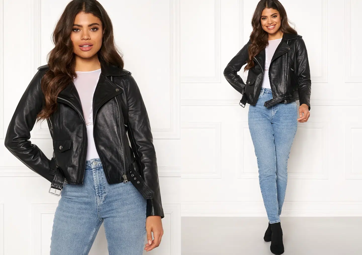 Nandita Leather Jacket Black fra OBJECT på Bubbleroom.dk