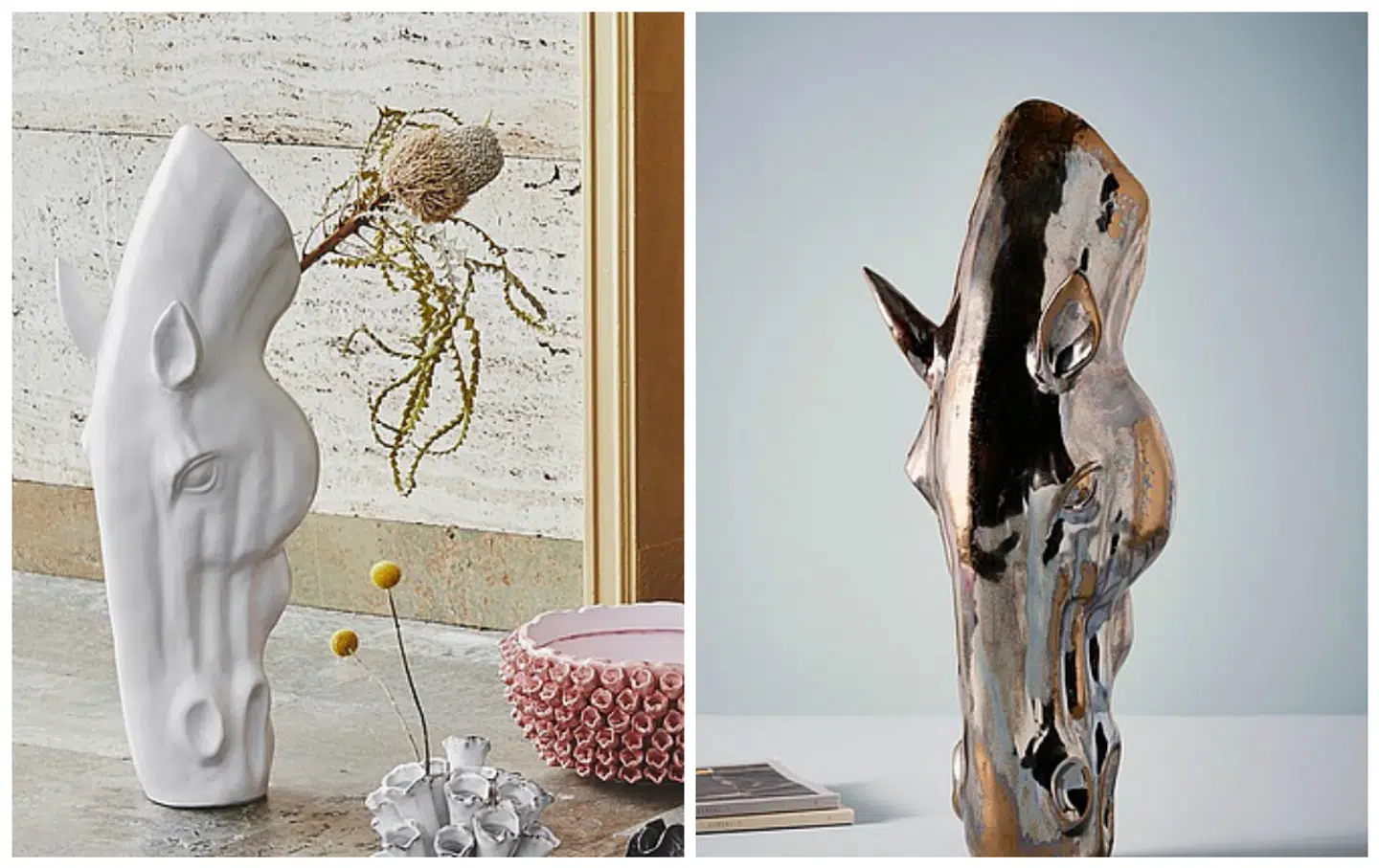 Anderledes, men dekorativ hestehoved i keramik eller bronze.