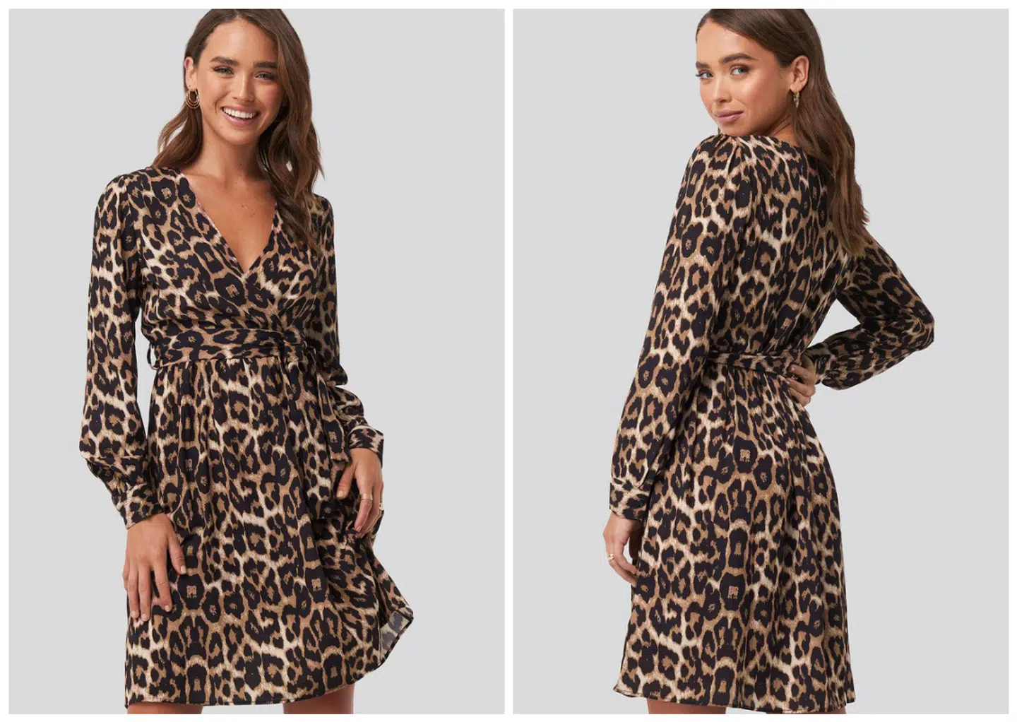 Kjole med leopardprint.