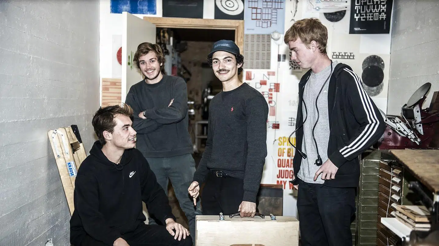 Gutterne bag Gameboks. Fra venstre: Anthon Schrader, Rasmus Movin Østergaard, Christian Alves Agerbæk og Steffen From Pedersen. Arkivfoto.