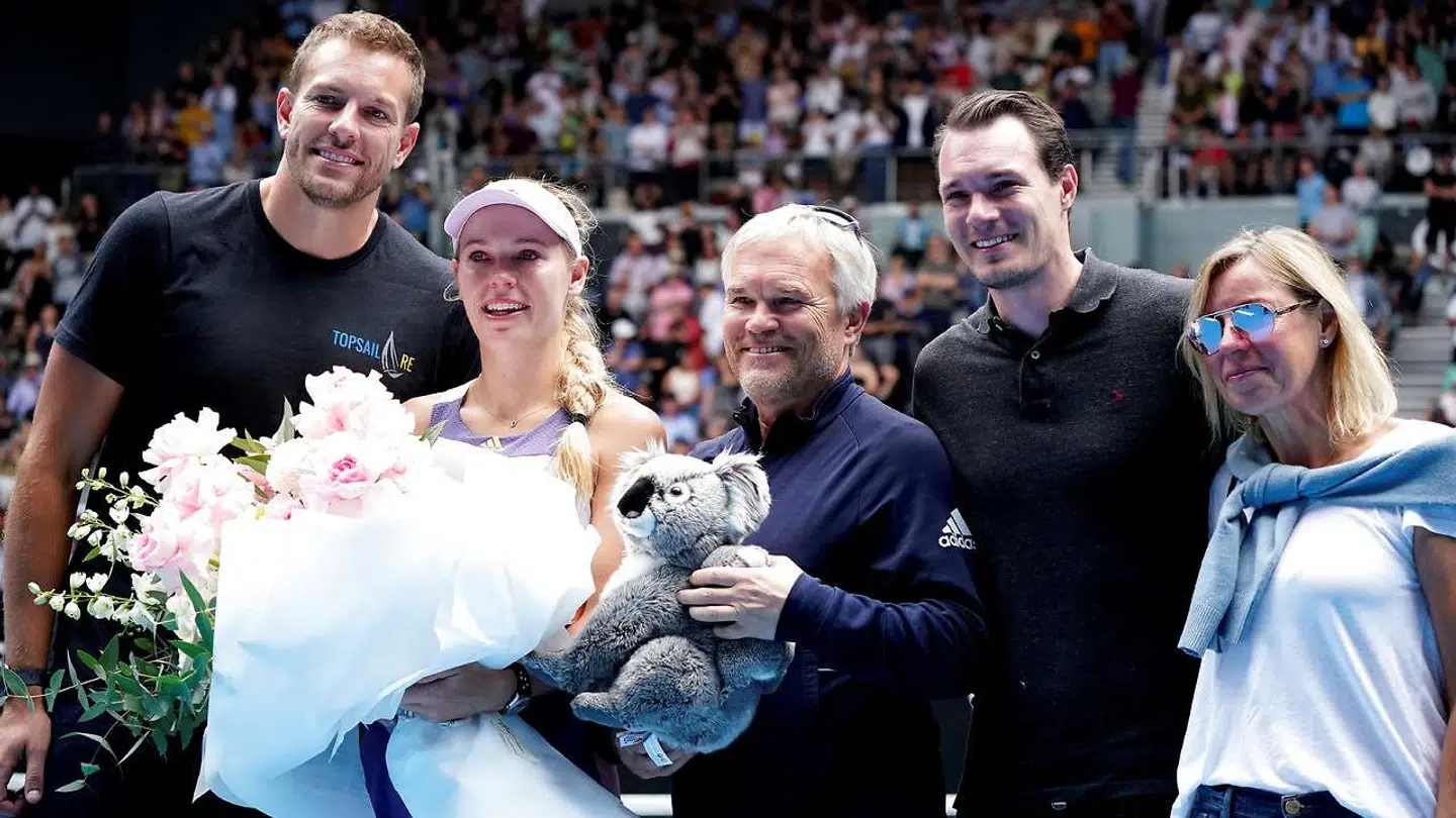 Hele familien var med, da Caroline Wozniacki fredag stoppede karrieren.
