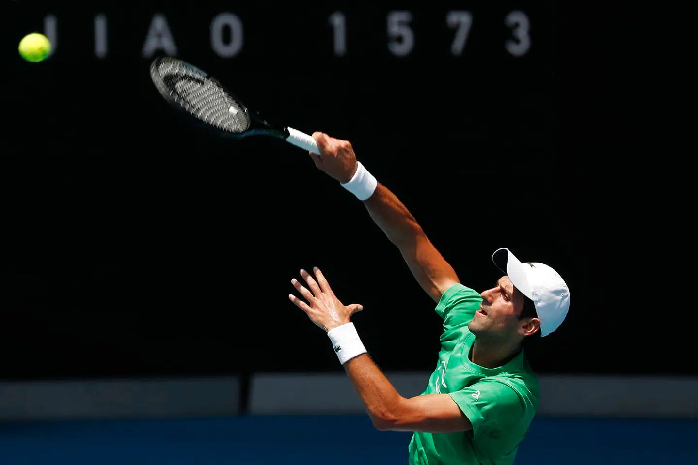 Novak Djokovic på træningsbanen i Melbourne forud grand slam-turneringen Australian Open.