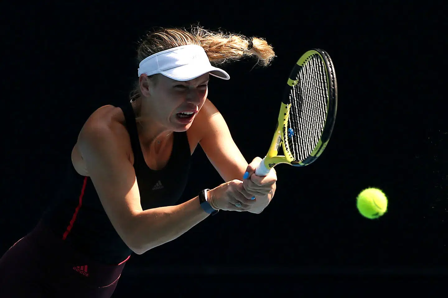 Caroline Wozniacki var lørdag på træningsbanen i Melbourne forud for Australian Open.