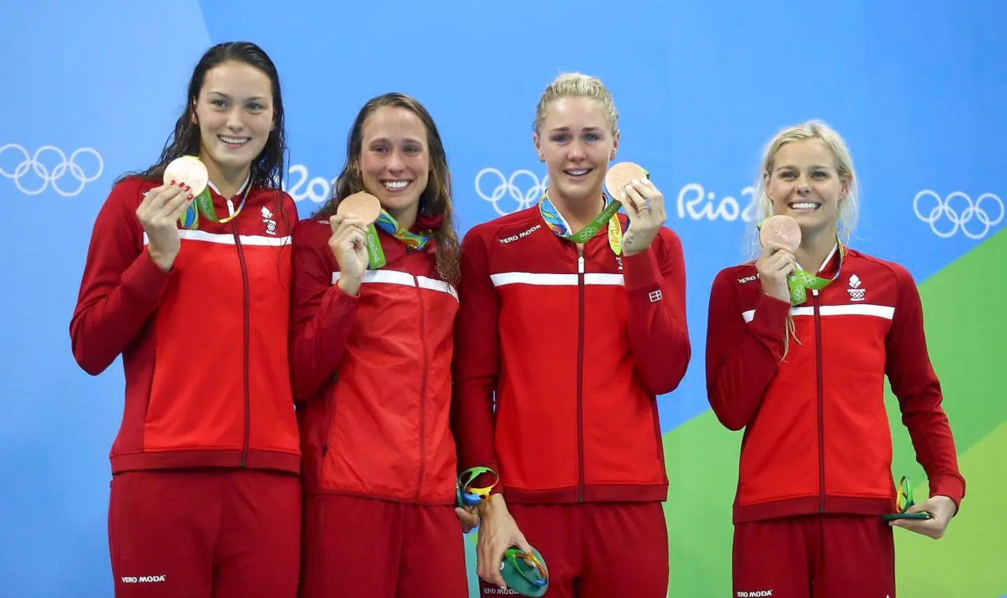 De danske stafetkvinder fra OL i Rio. Fra venstre: Mie Ø. Nielsen, Rikke Møller Pedersen, Jeanette Ottesen og Pernille Blume.