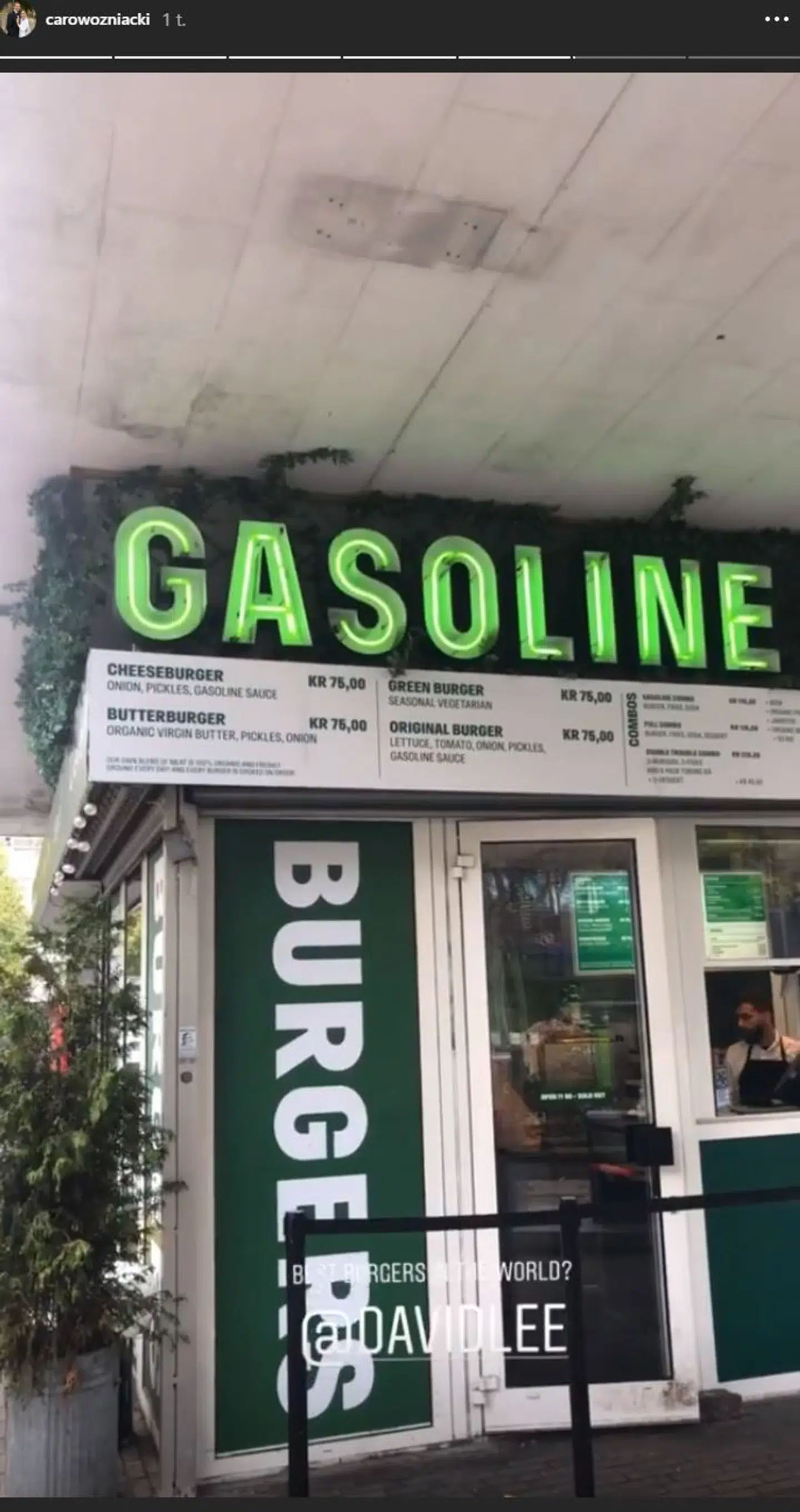 Caroline Wozniacki og manden David Lee har torsdag spist frokost på Gasoline Grill i Indre By.