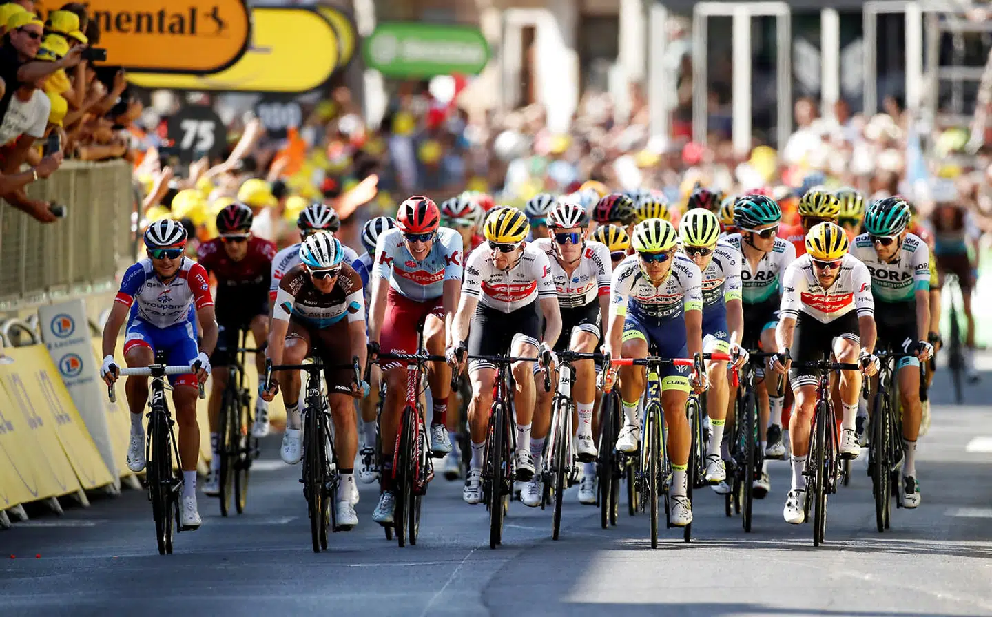 Feltet triller rolig over målstregen på 9. etape af Tour de France.