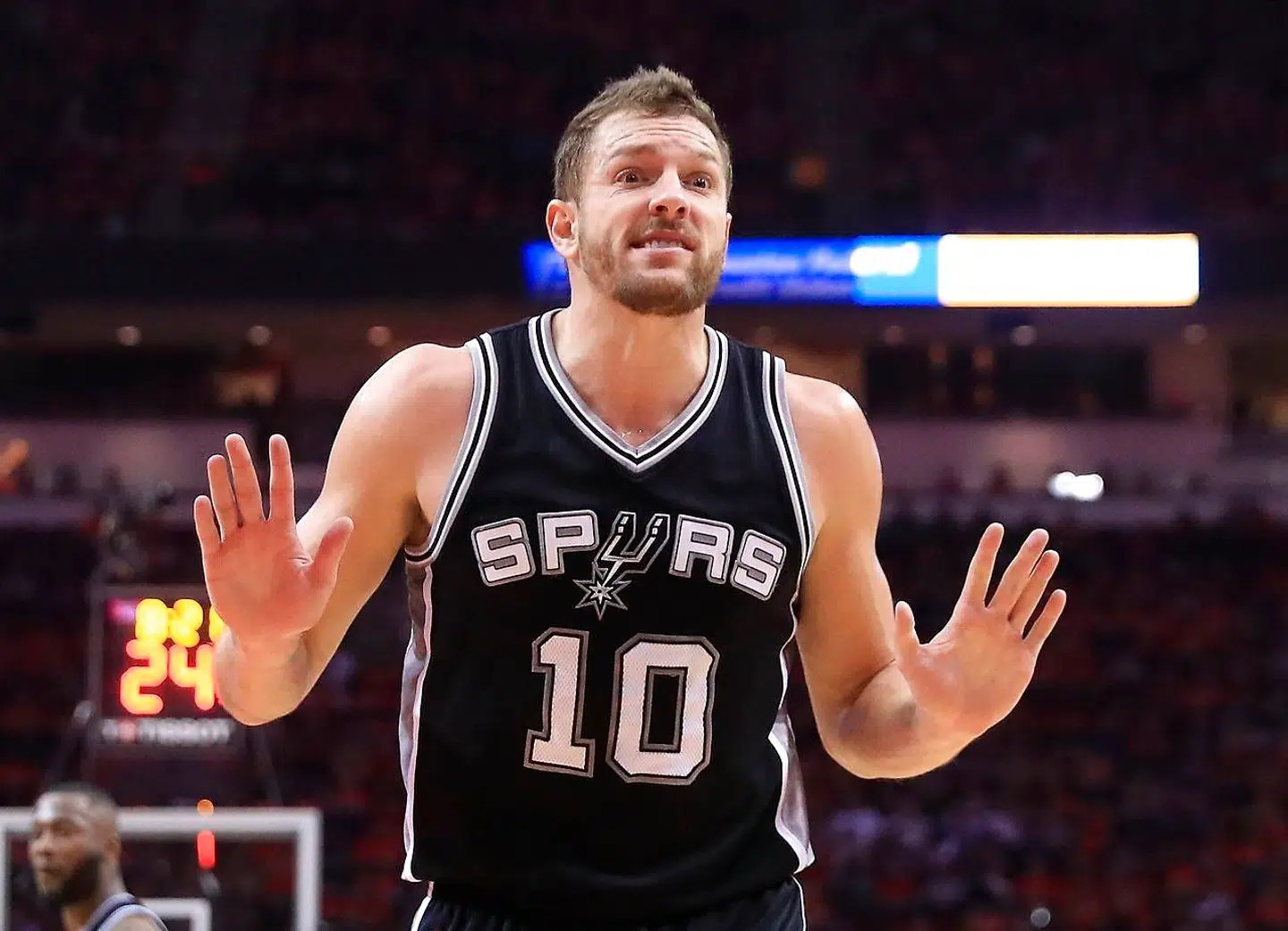 David Lee i aktion i den amerikanske NBA-liga for San Antonio Spurs mod Houston Rockets 11. maj 2017.