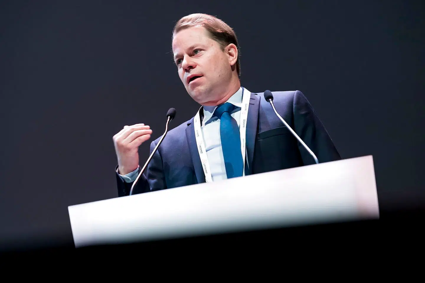 Olivier Niggli ved onsdagens pressemøde, hvor han svarede på, hvorfor Sun Yangs sag er blevet anket.