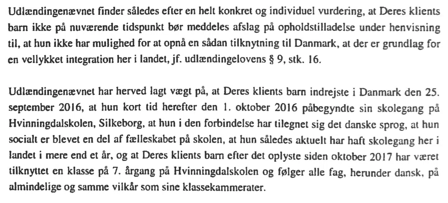 Yiming for medhold i sin klagesag hos Nævnet bl.a. pga. hendes skolegang.