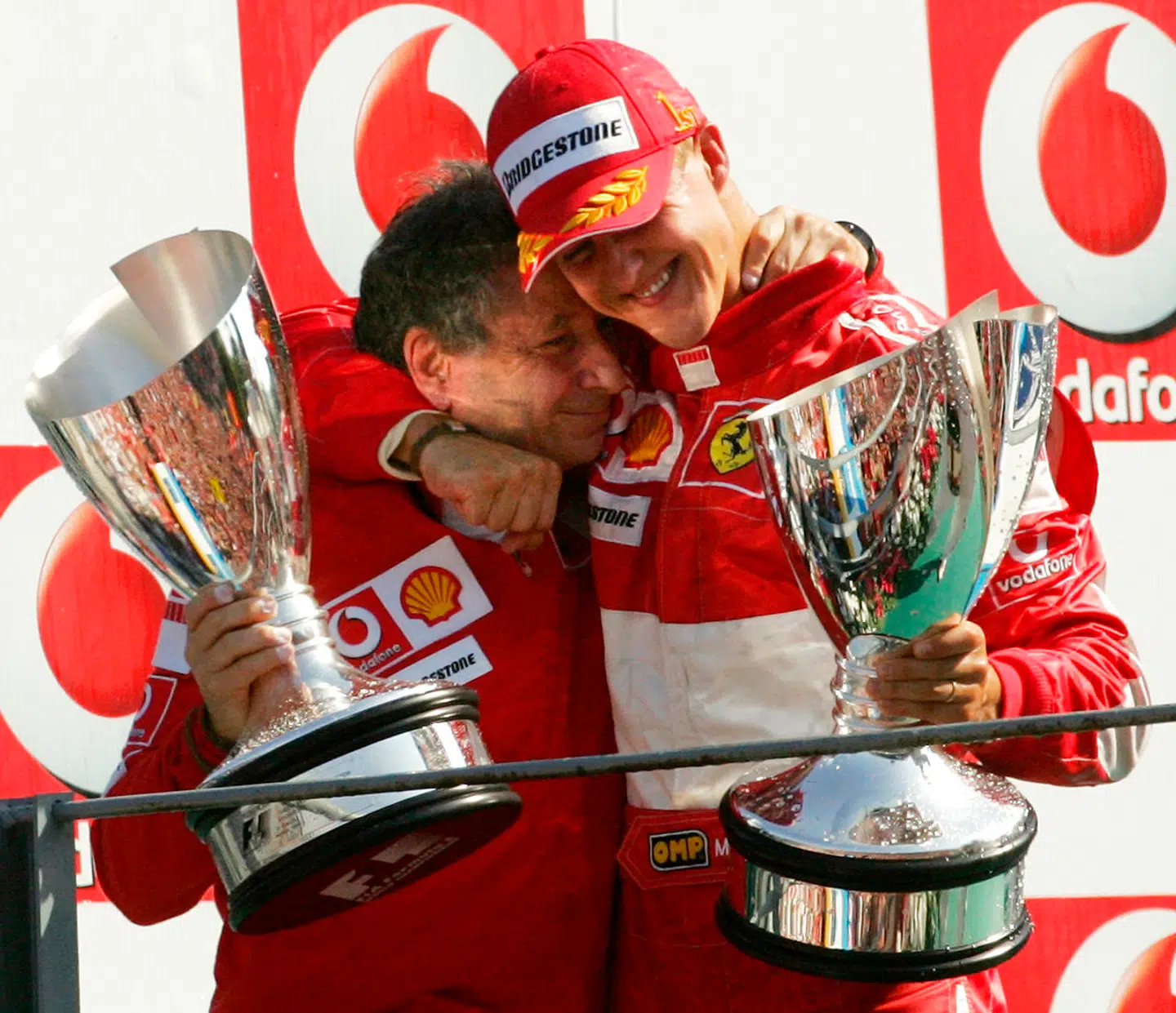Todt og Schumacher fejrer her en af deres mange løssejre sammen. Monza 2006.