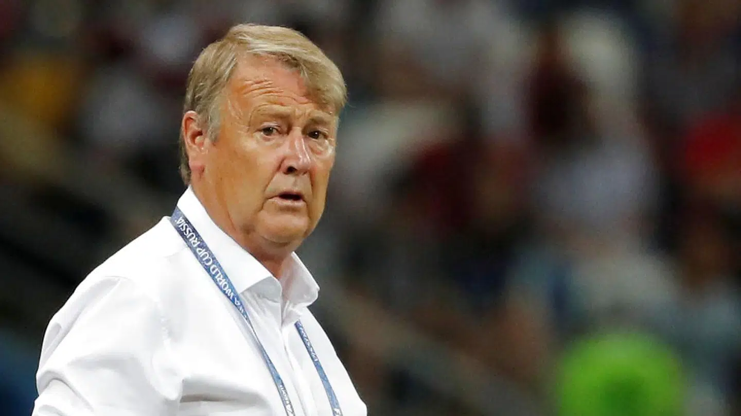 Åge Hareide under VM-ottendedelsfinalen mellem Danmark og Kroatien.