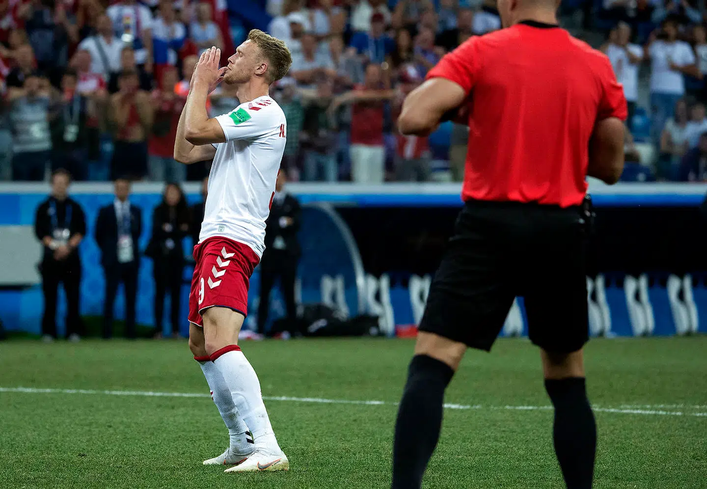 Nicolai Jørgensen brænder straffe under 1/8 finalen mellem Danmark-Kroatien på Nizhny Novgorod Stadium den 1 juli 2018. (Foto: Liselotte Sabroe/Ritzau Scanpix)
