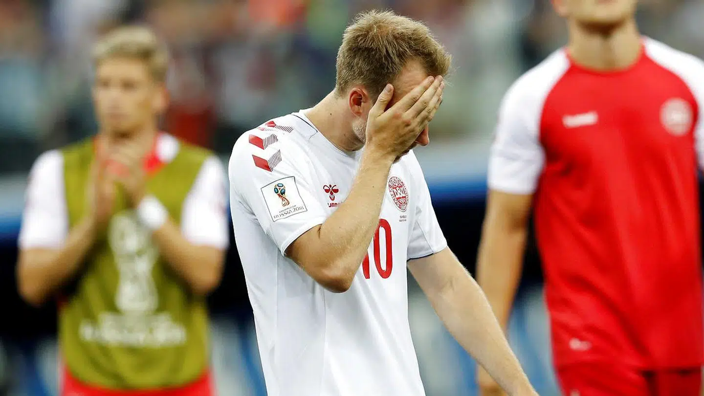 Christian Eriksen ærgrer sig efter kampen mod Kroatien.