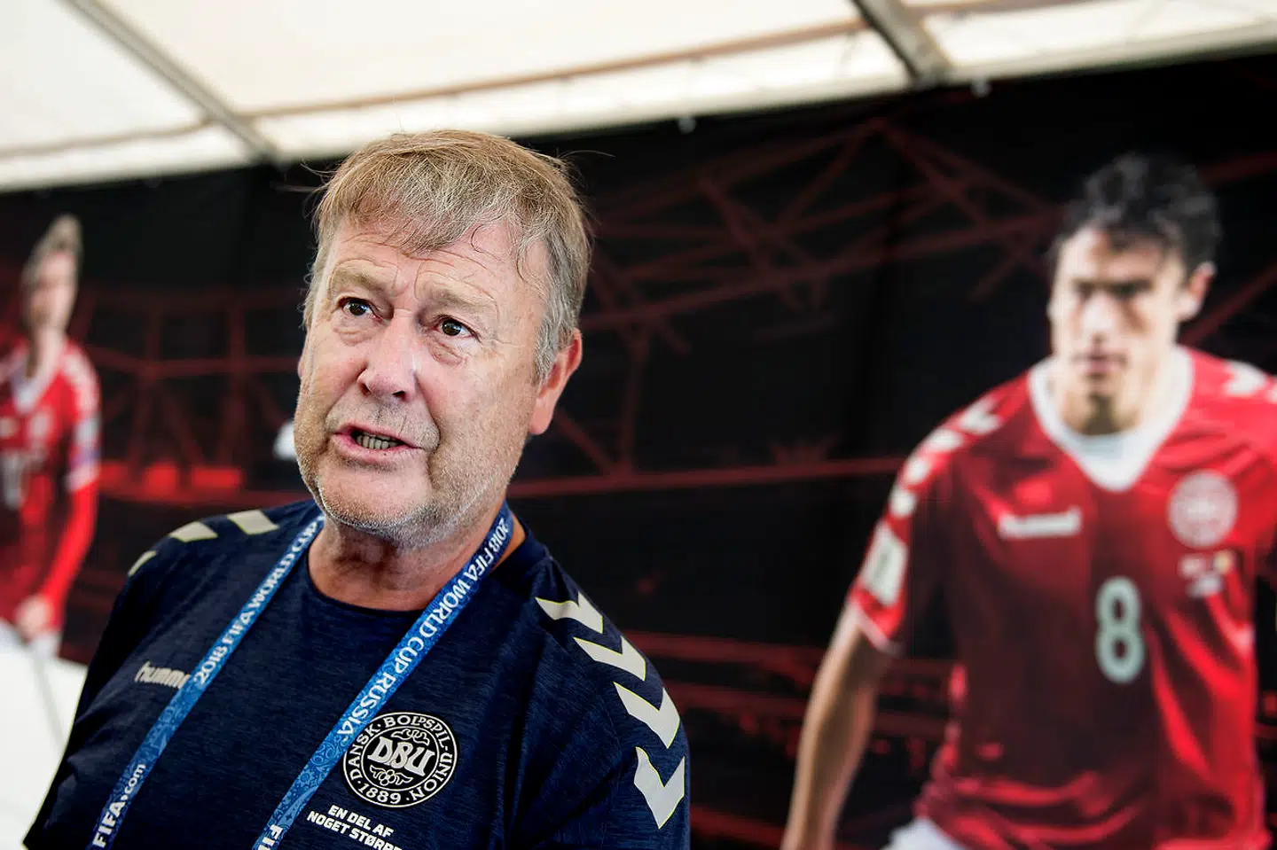 Landstræner Åge Hareide før dagens træning i Anapa. (Foto: Liselotte Sabroe/Ritzau Scanpix)