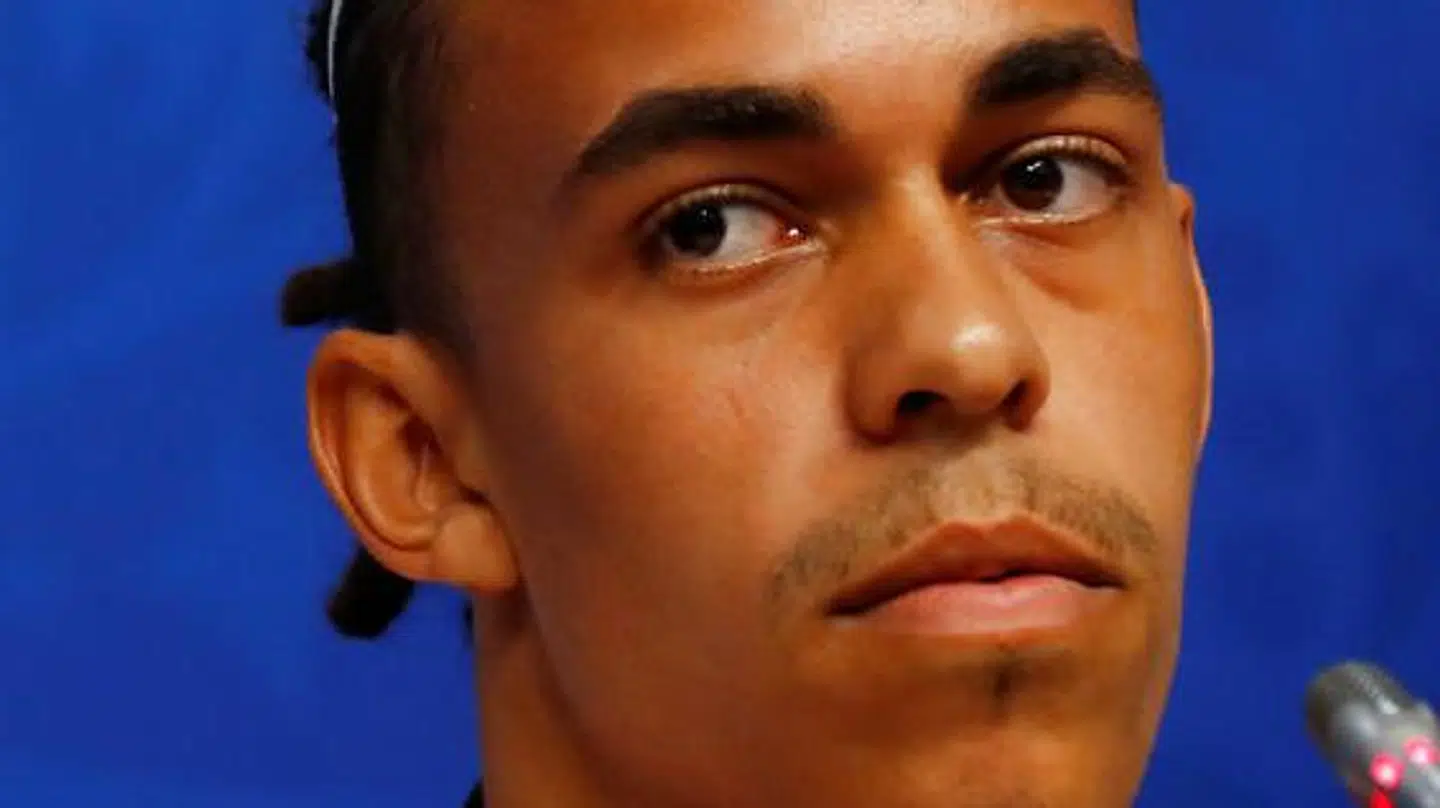 Yussuf Poulsen blev glad for at se den store interesse, landsholdet har i Danmark, hvor en fyldt Parken viste første kamp mod Peru på en storskærm.