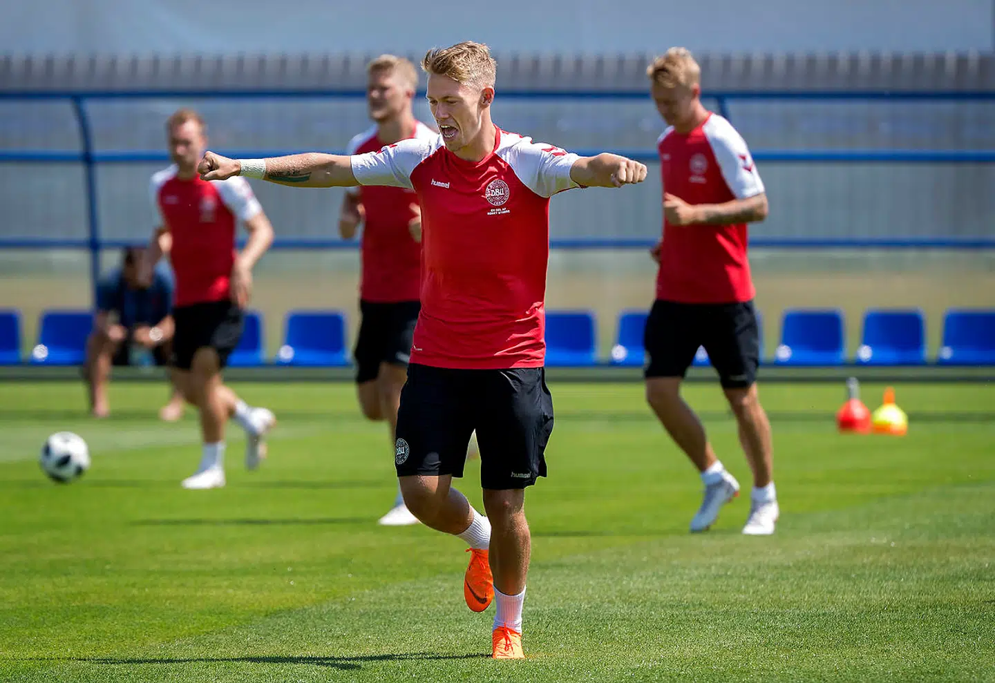 Viktor Fischer under landsholdstræning i Anapa.