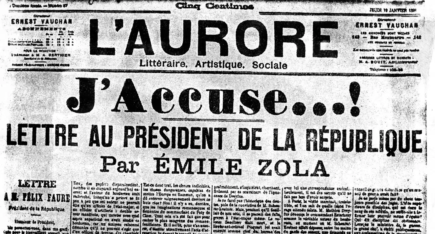 Den franske forfatter Émile Zola berømte et åbne brev, »J'accuse«, til forsvar for den franske officer Alfred Dreyfus. Foto: Ullstein Bild, Scanpix.