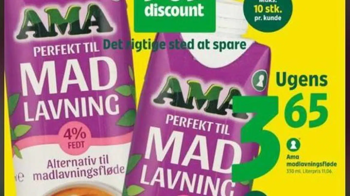 Der er ikke meget mejeriprodukt at finde på ingredienslisten på Ama-produktet, derfor kan man ikke kalde det fløde.
