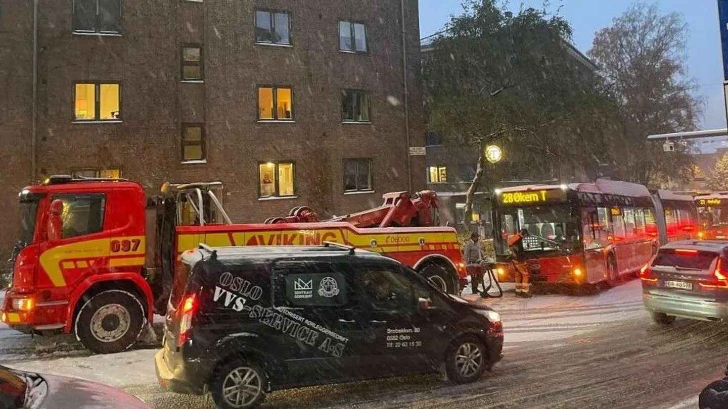 Snevejret har skabt problemer for trafikken.