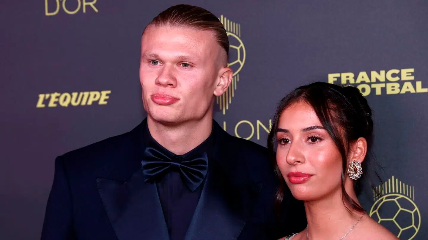 Erling Haaland sammen med kæresten til Ballon d'Or.