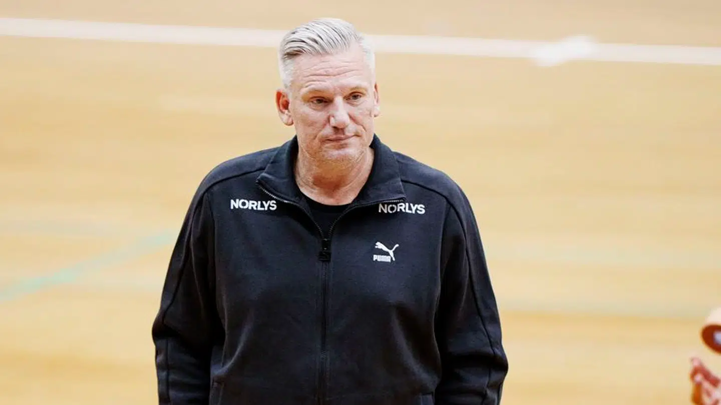 Landstræner Nikolaj Jacobsen under træning med herrehåndboldlandsholdet i Brøndby Hallen, mandag den 30. oktober 2023.