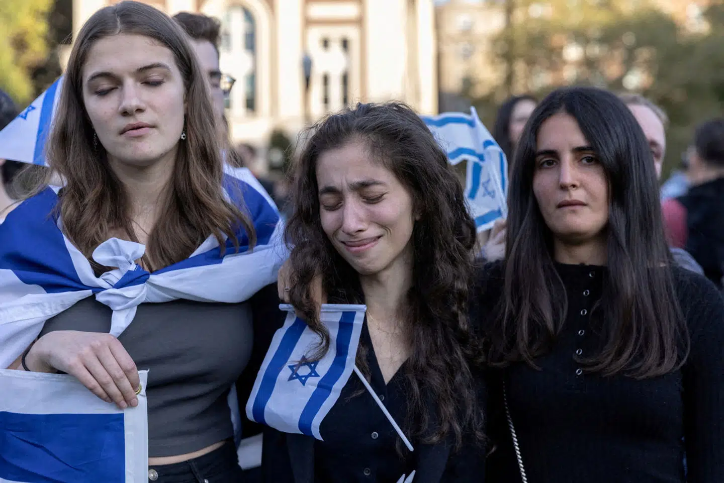 Proisraelske demonstranter på Columbia University i New York.