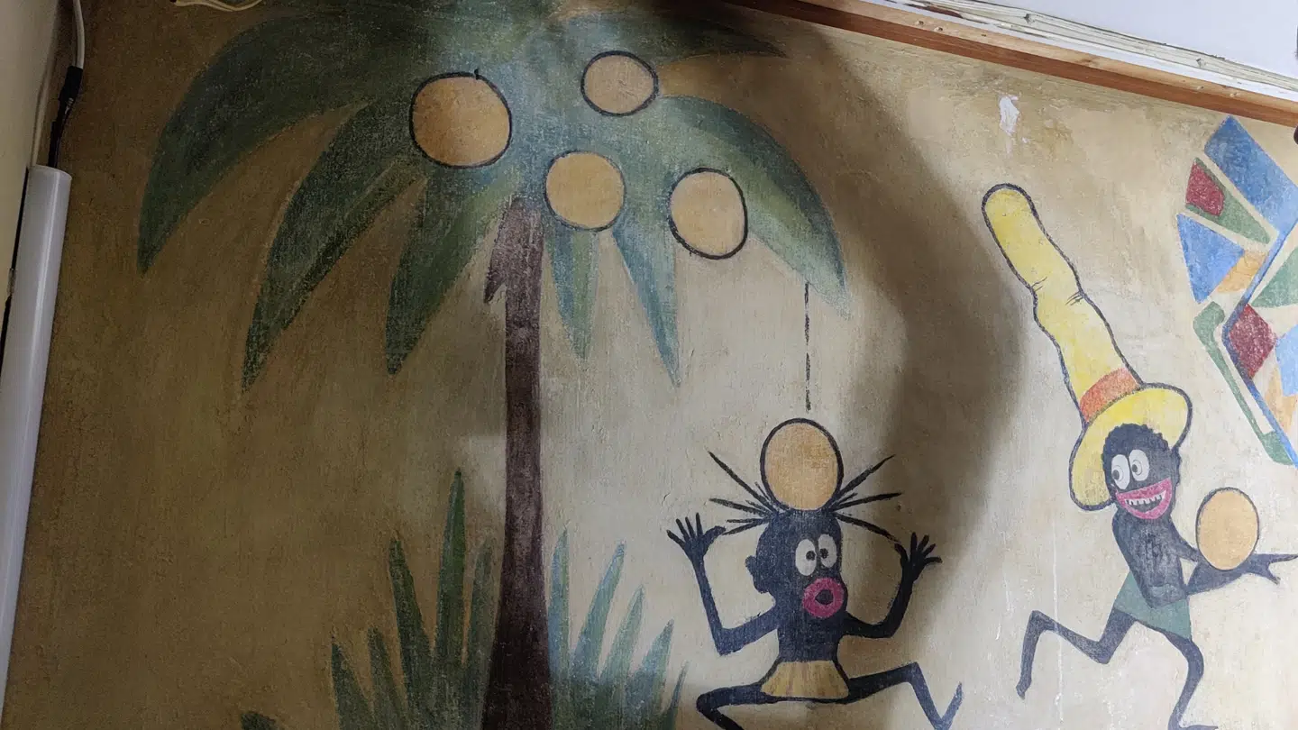 Her er det omtalte maleri under en tidligere restaurering.