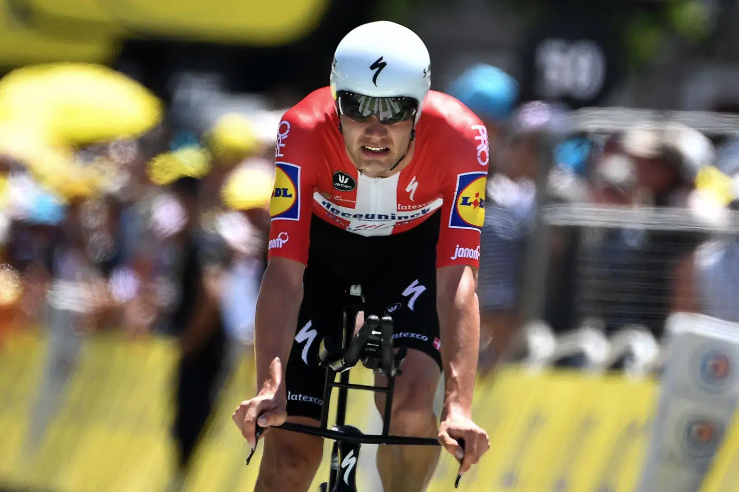 Kasper Asgreen var en af de mest fremtrædende ryttere i årets Tour de France. Og torsdag viste han gode ben i EM-enkeltstarten, hvor han blev toer. (Arkivfoto) Jeff Pachoud/Ritzau Scanpix