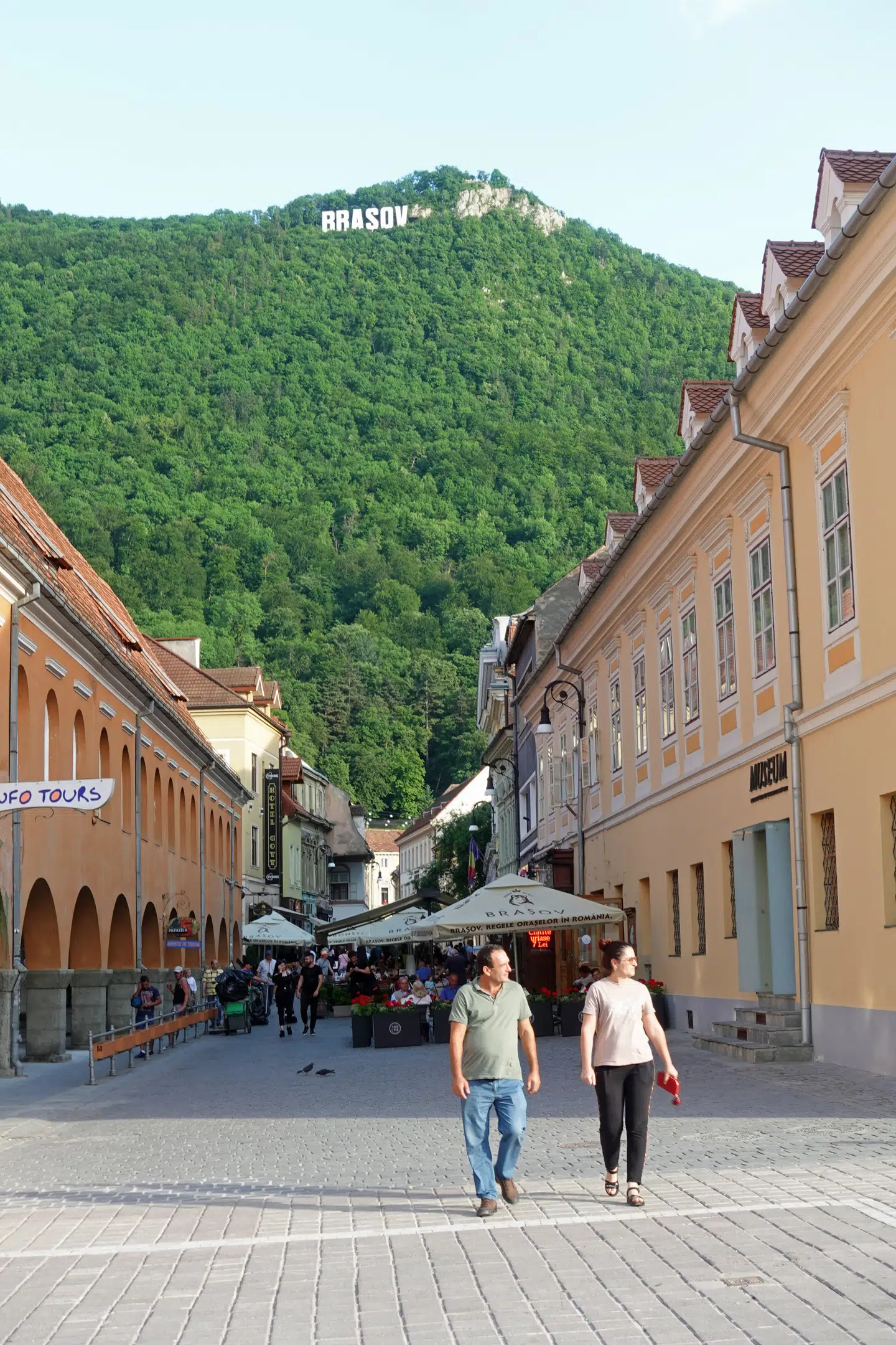 Det lodrette Tampa-bjerg rejser sig som en mastodont over Brasovs gader. Man kan gå op, eller noget lettere tage svævebanen.