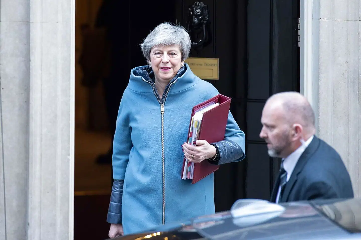 Storbritanniens premierminister Theresa May forlader onsdag Downing Street 10 i London.