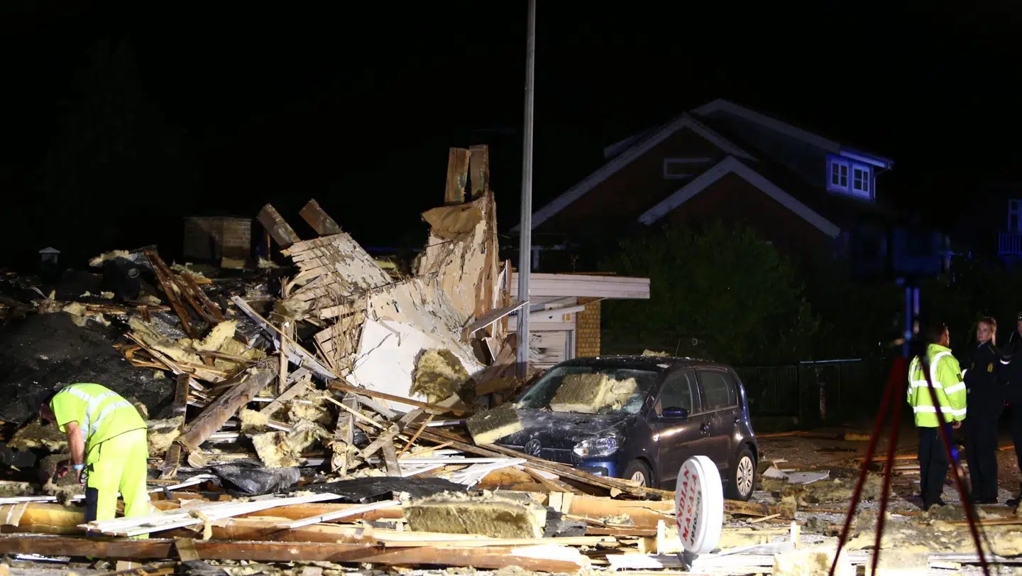 En stor eksplosion jævnede sent søndag aften en restaurant i Helsingør med jorden. Foto: Jacob Gren