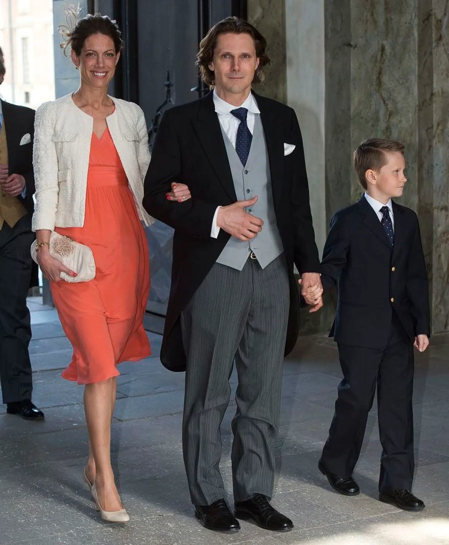 Patrick Sommerlath med sin kone Maline og søn Leopold til den svenske prinsesse Estelles dåb i Det Kongelige Kapel i Stockholm i 2012. Patrick Sommerlath er selv søn af den svenske dronning Silvias afdøde storebror Walther Sommerlath.