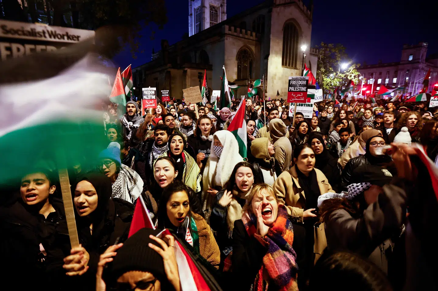 Demonstranter på gaden i London 15. november.