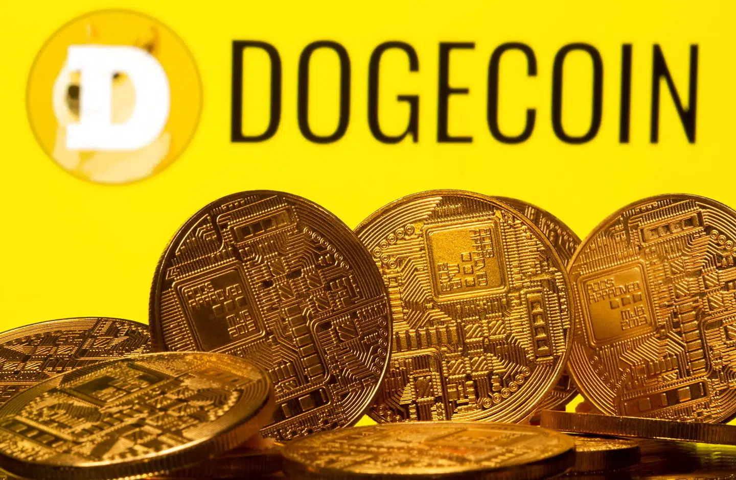 Her ses en fysisk gengivelse af den virtuelle mønt, dogecoin.